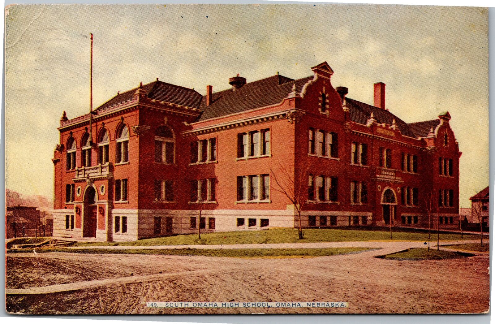 Postcard NE Omaha South Omaha High School