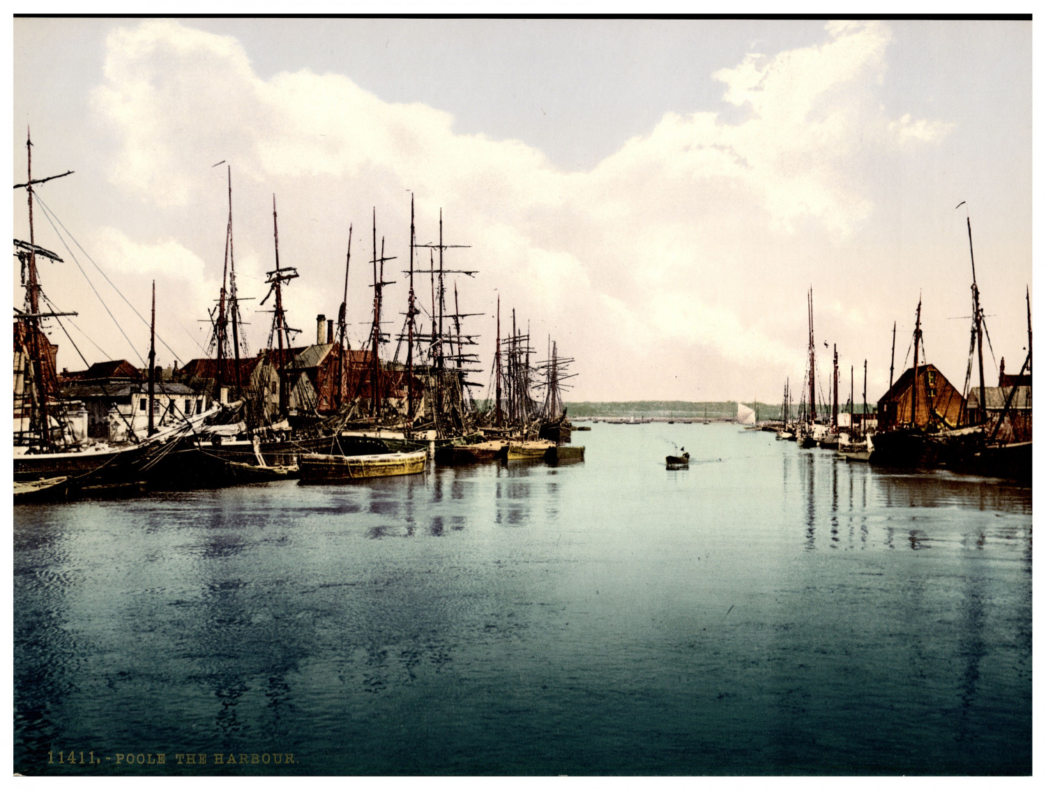 England. Poole. The Harbour. Vintage photochrome by P.Z, photochrome Zurich p