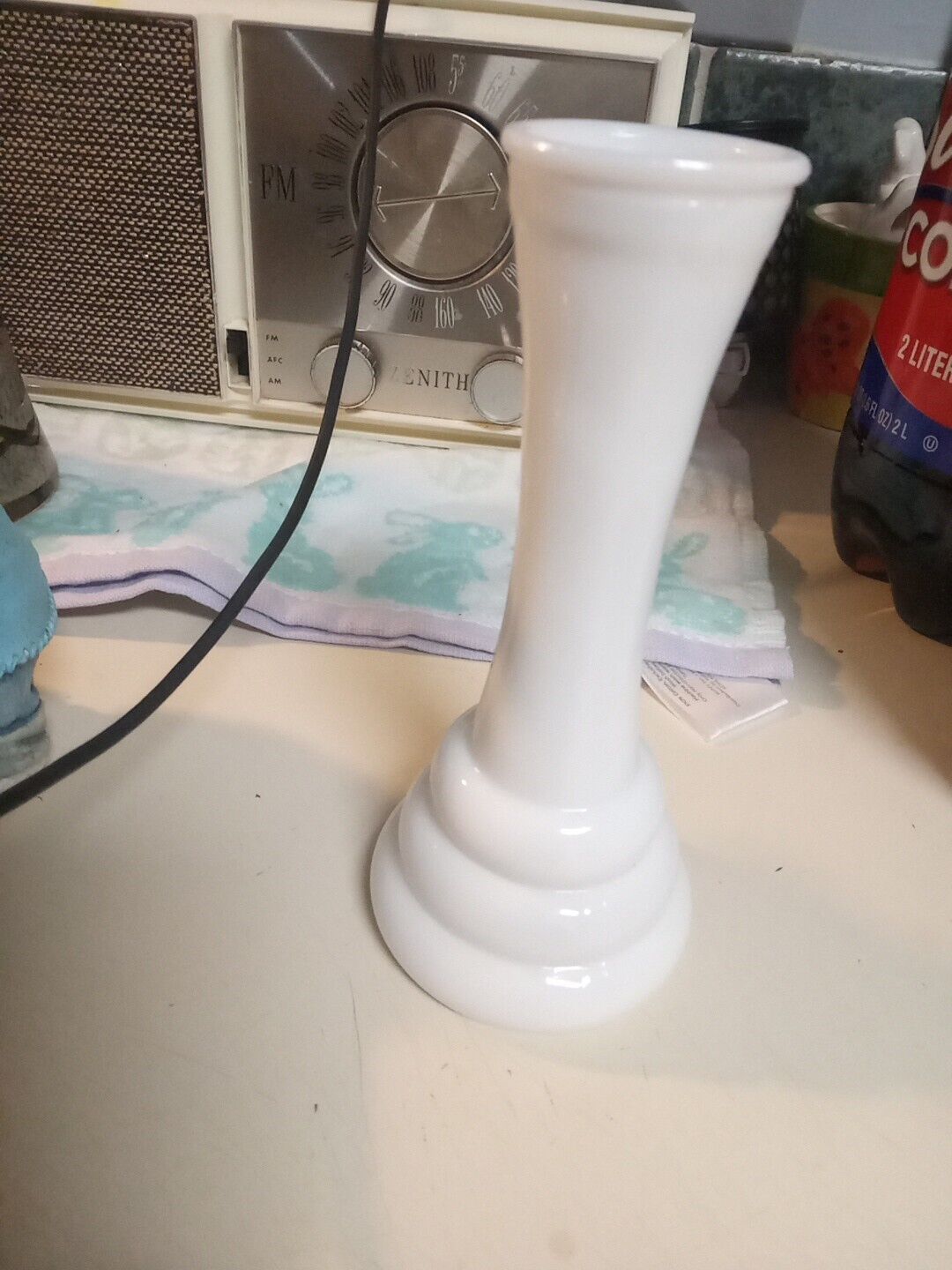 Vintage Milk Glass Beehive Bottom Vase 