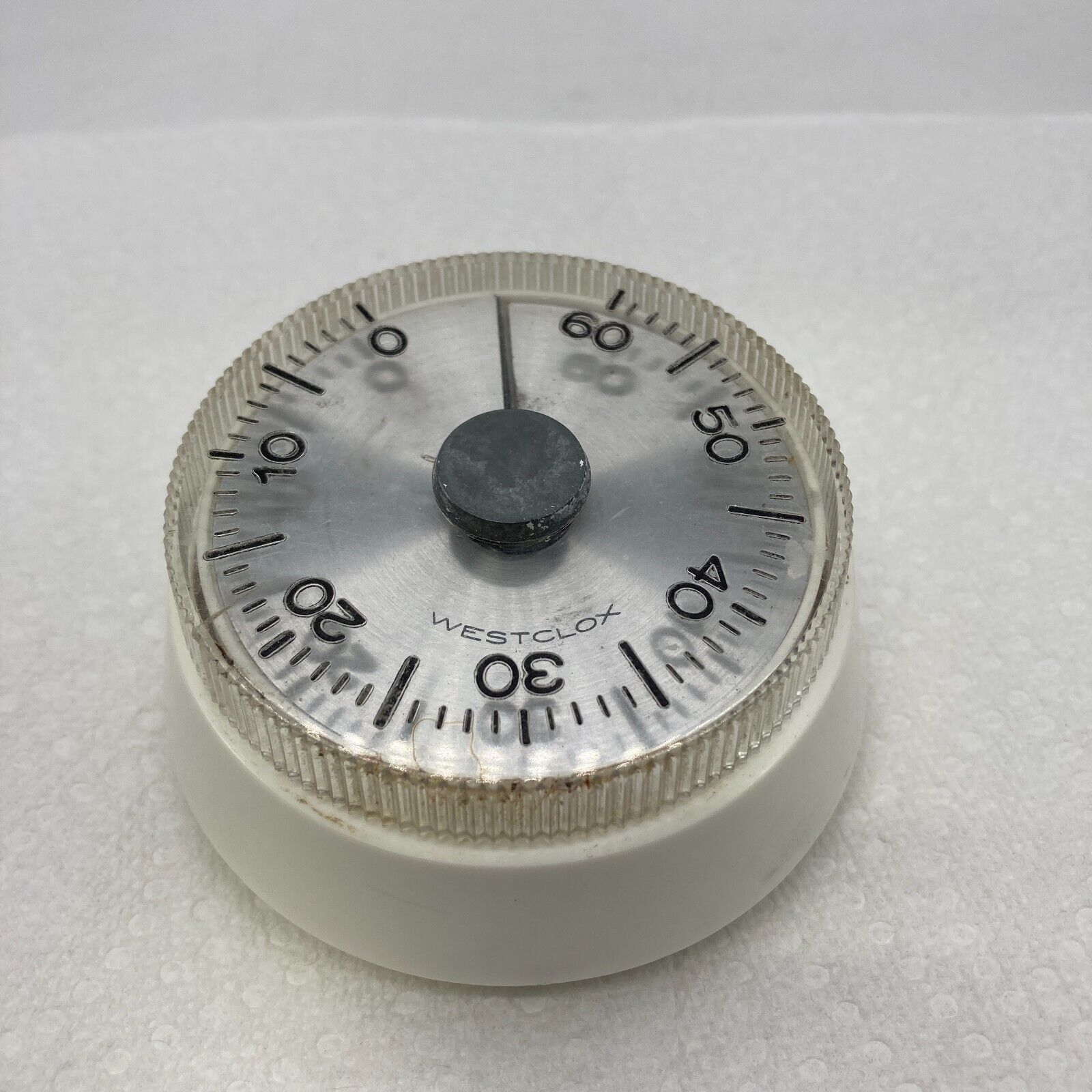 Vintage White Westclox Kitchen Timer Wind Up Working Condition Tested
