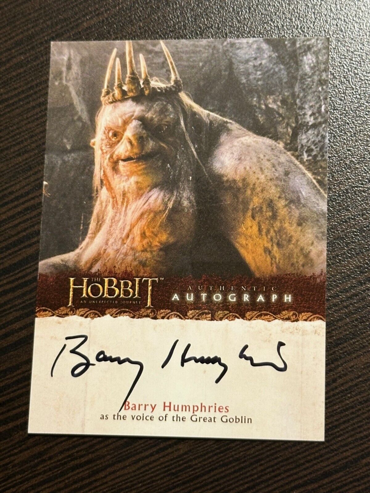 Hobbit Unexpected Journey Barry Humphries as Great Goblin Auto Card # A15