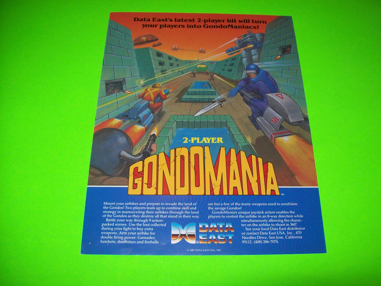 GONDOMANIA 1987 Original Video Arcade Game Promo Sales Flyer Vintage Retro Art 