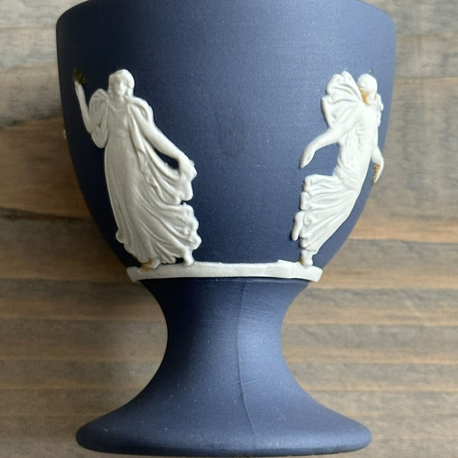 Wedgwood Jasperware Portland Blue Single Egg Cup Collectible White Etching
