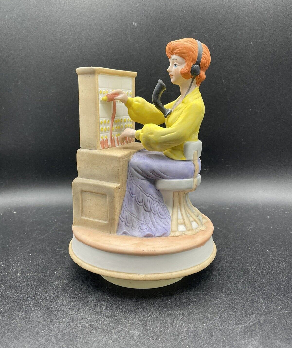 Music Box Telephone Switchboard Operator Bisque Porcelain Vintage F.S.P. Inc.