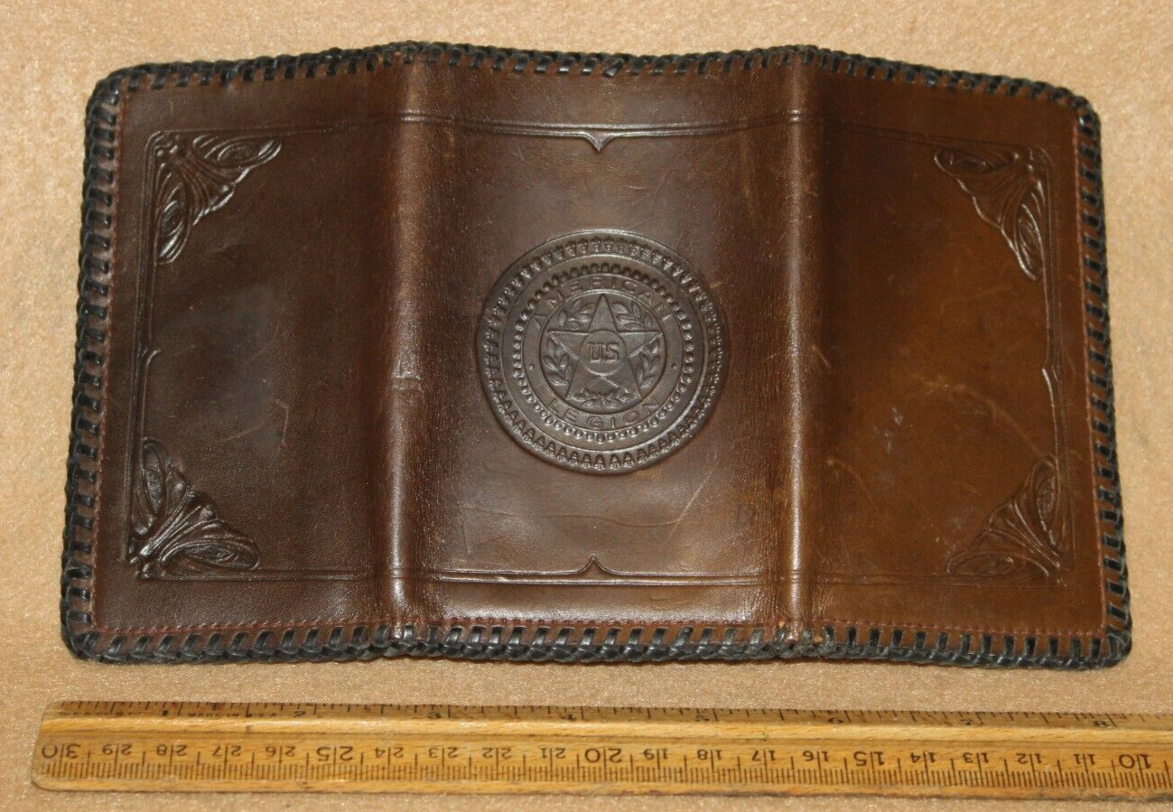Vintage US American Legion Leather Tri-Fold Wallet