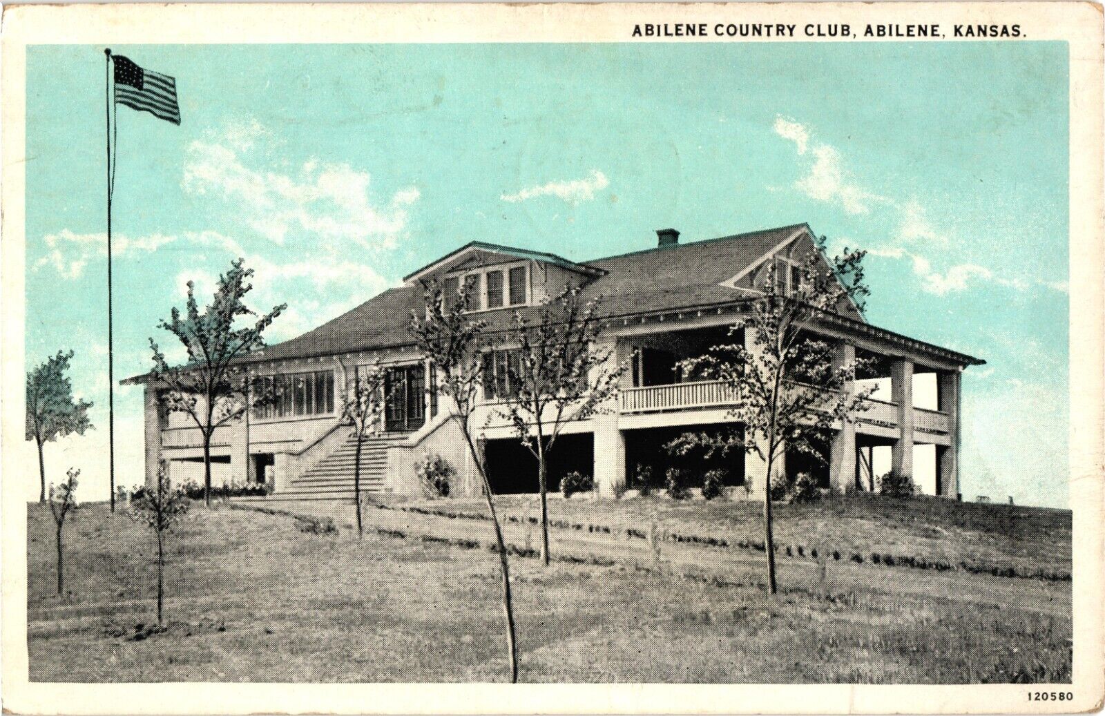 Abilene Country Club Abilene Kansas White Border Postcard 1928