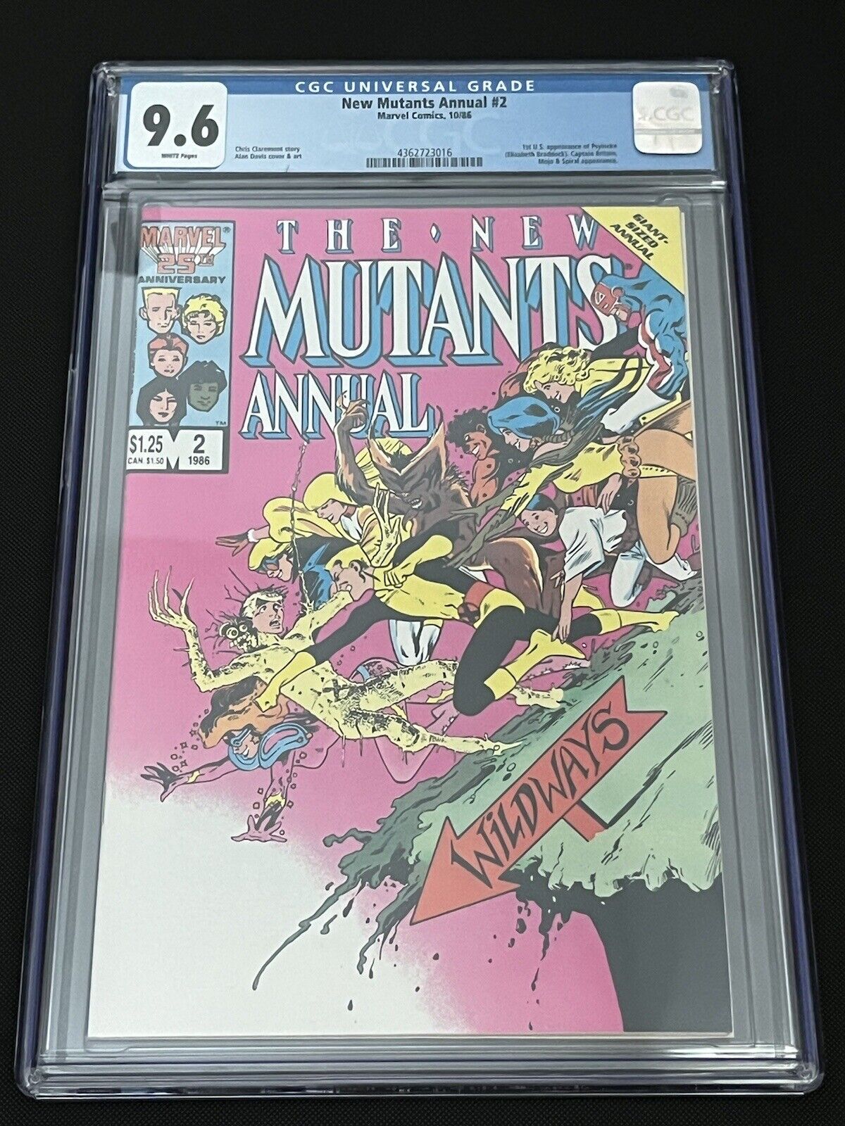 New Mutants Annual #2 CGC 9.6 White Pages 1st U.S. Appearance of Psylocke 1986