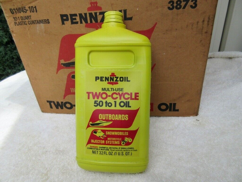Vintage Penzoil 50-1 Outboard Motor Oil 32  Ounce Plastic Almost Full Case
