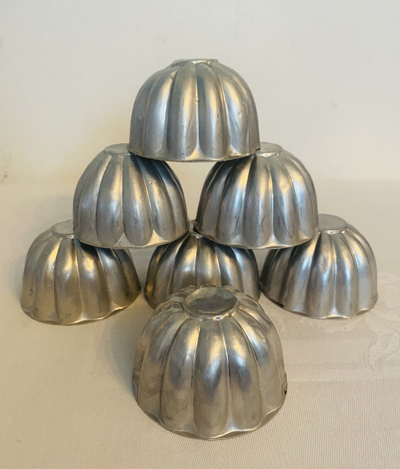 Vintage 1950s Aluminum Fluted Jell-O Cake Molds Tart Baking Tins Set Of 7