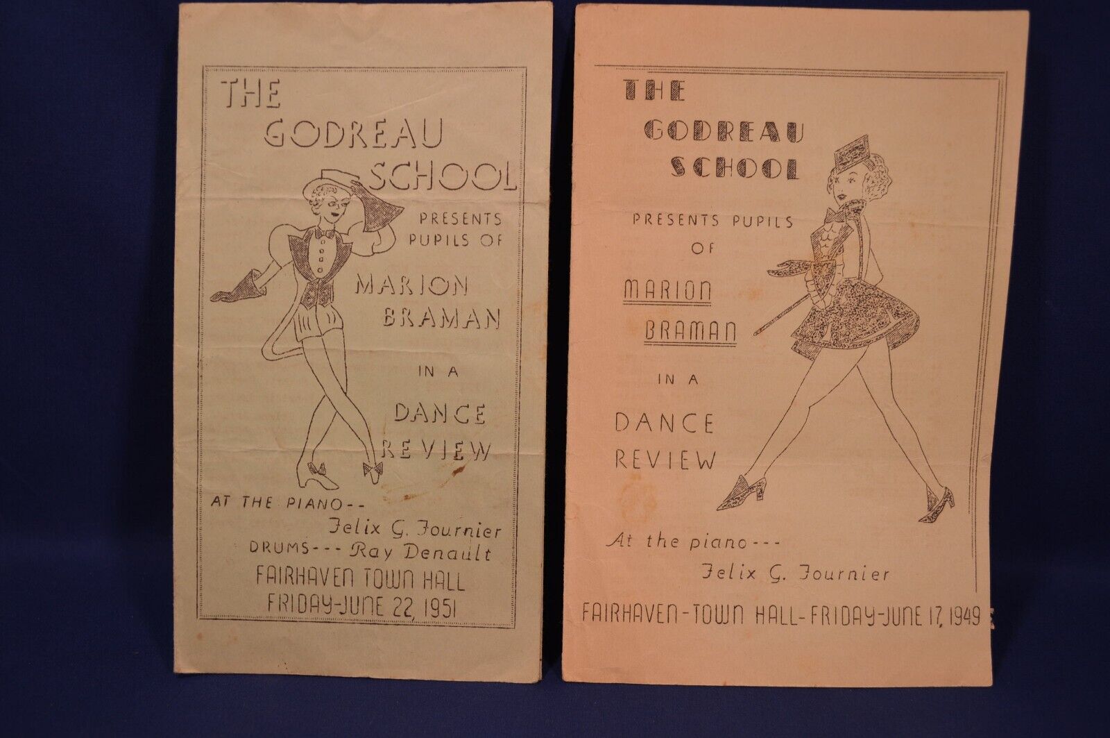 Vintage Godreau School Program Playbills,1949 & 1951,Marion Braman Dance Review