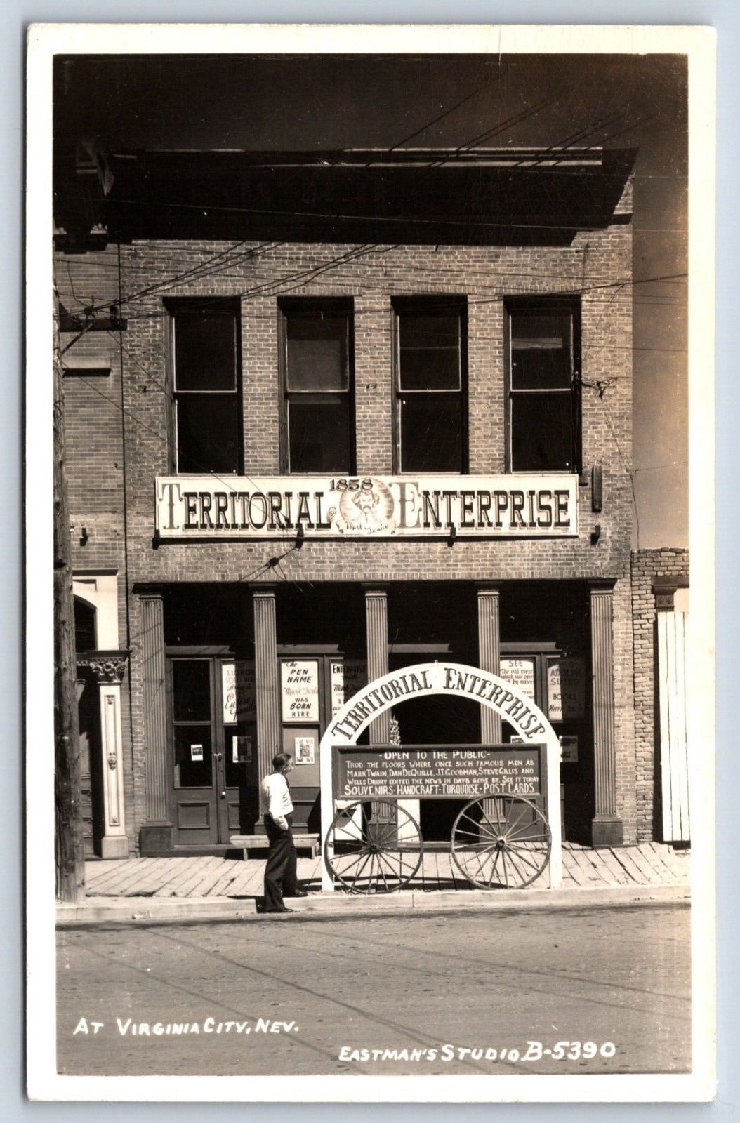 Postcard NV RPPC Virginia City View Store Front Territorial Enterprise 1885 I1