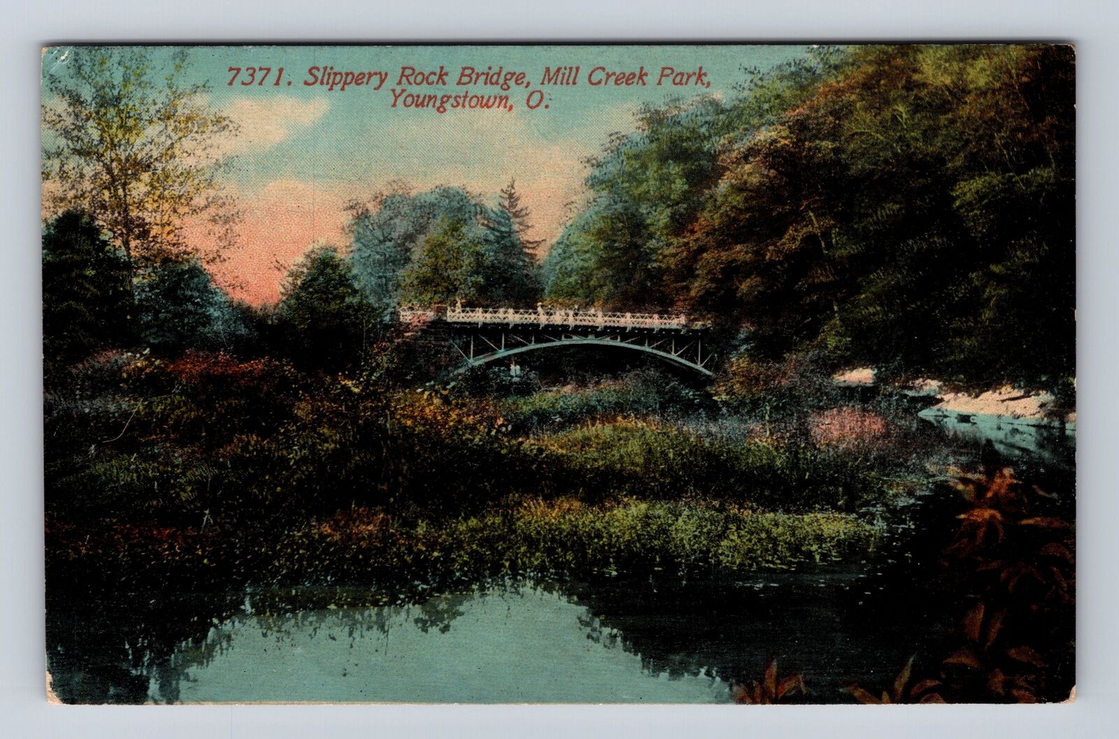 Youngstown OH-Ohio, Slippery Rock Bridge, Mill Creek Park, Vintage Postcard