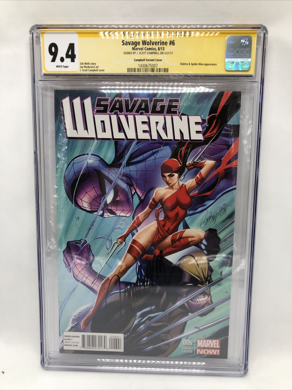 Savage Wolverine #6 Signed J. Scott Campbell 1:50 Variant Cover CGC SS 9.4 HTF