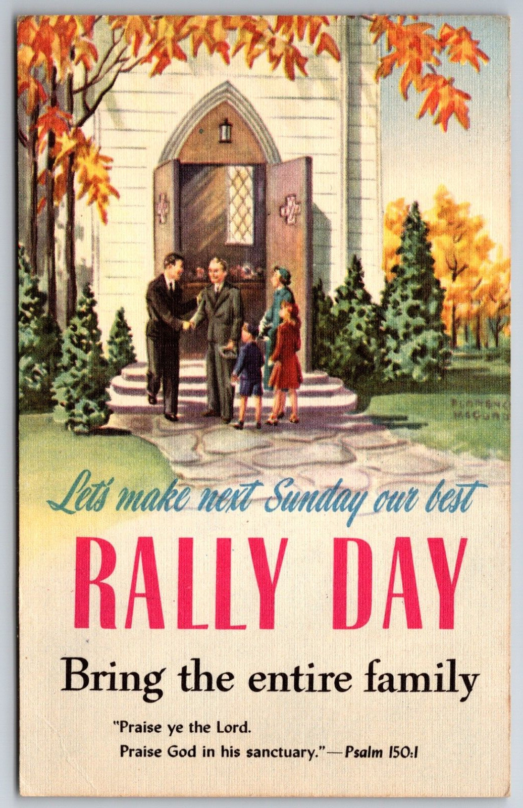 Rally Day Trinity Lutheran Church Lemasters Pennsylvania 1953 Sunday Postcard
