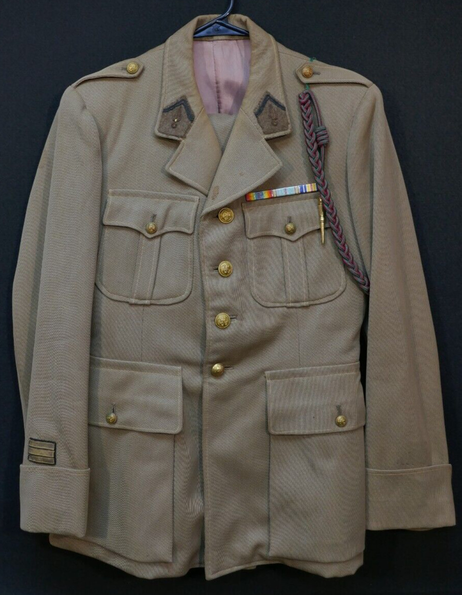 WW2 French N. Africa Colonial Army Uniform & Pants Tailored Ribbons Aiguilette