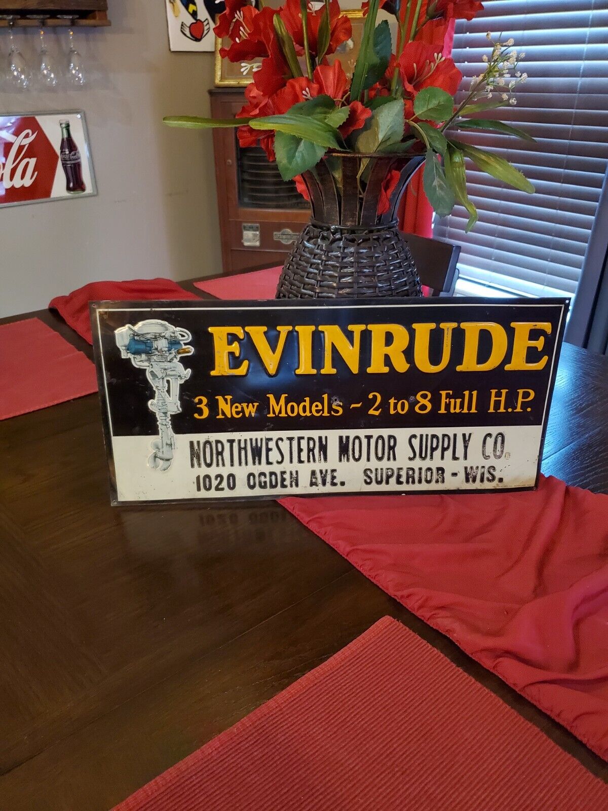 Rare Evinrude Dealer Advertising Sign Superior Wisconsin