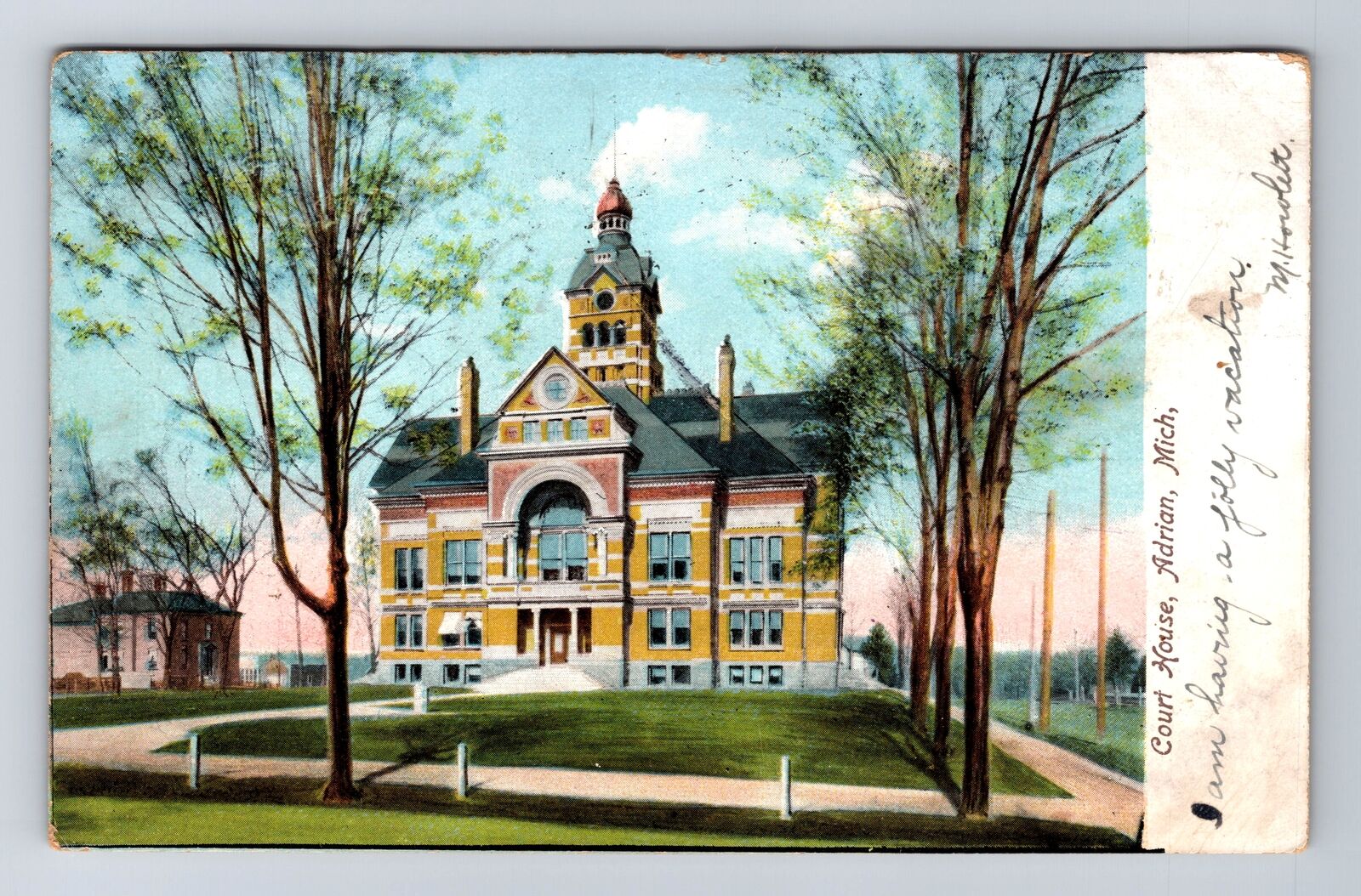 Adrian MI-Michigan, Court House, Antique, Vintage Postcard