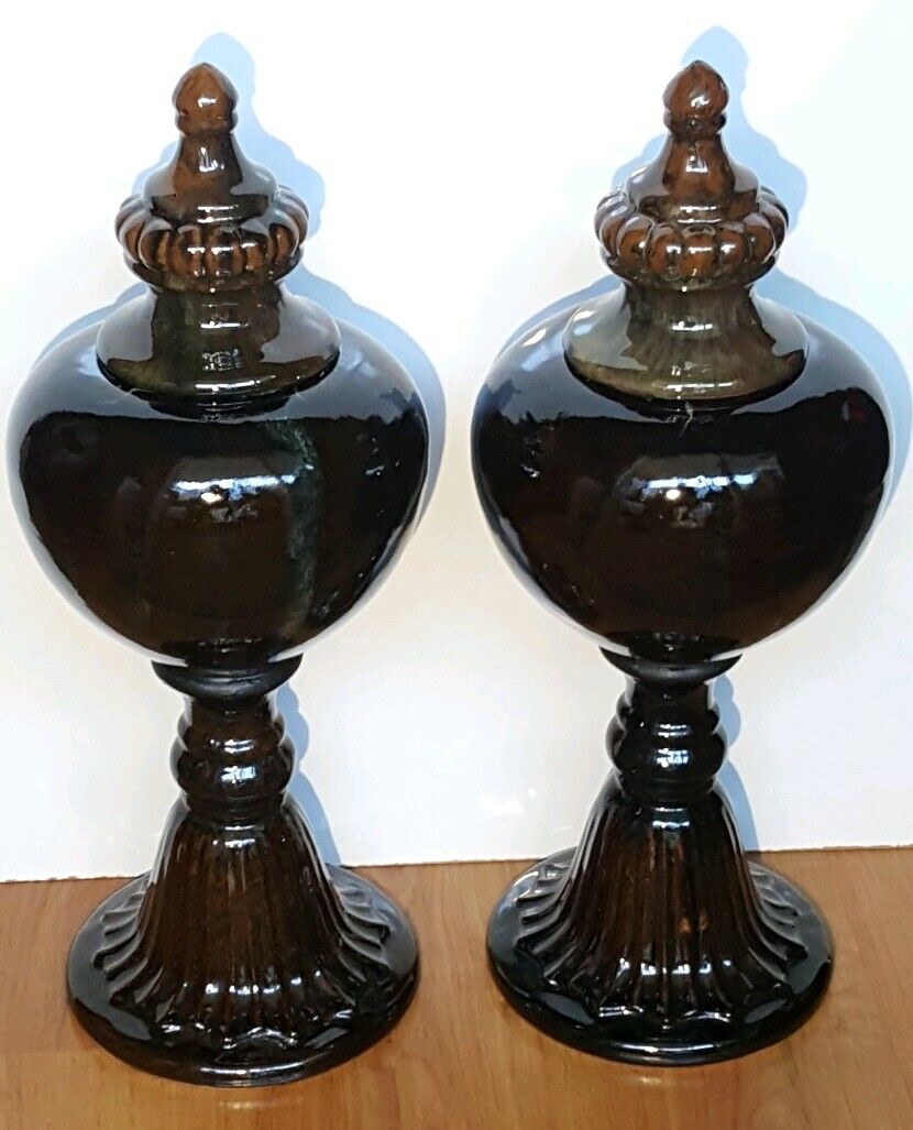 Vintage Pair of Mid Century Modern Monumental Large Ceramic Urns