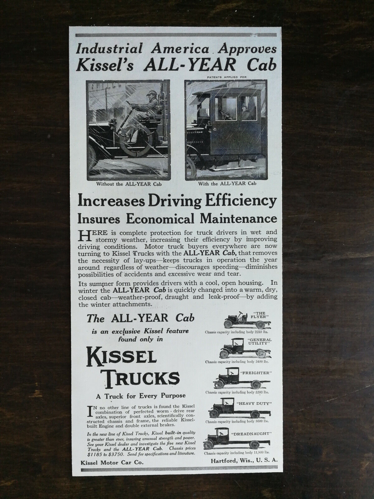 Vintage 1917 Kissel Trucks Kissel Motor Company Original Ad