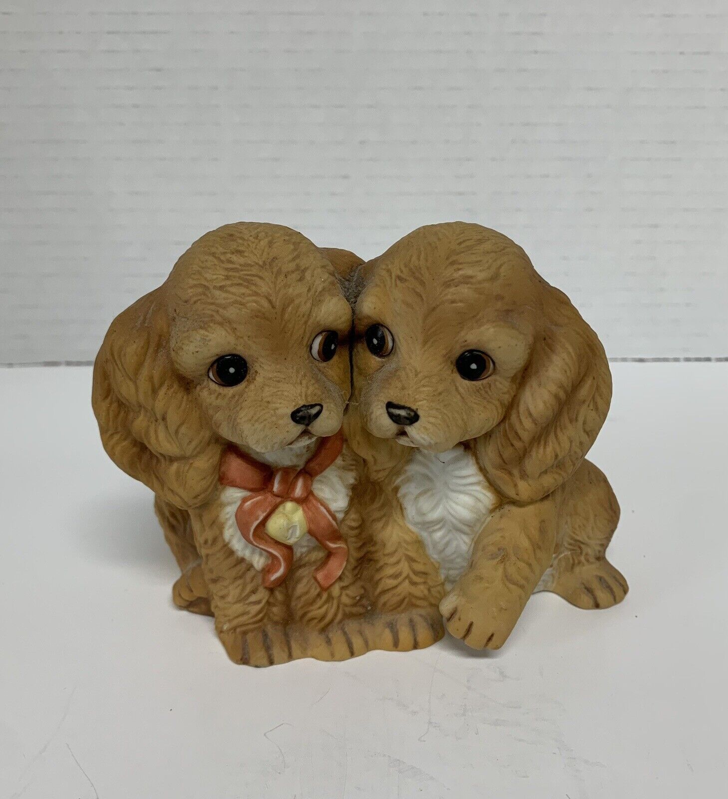 Vintage 1988 Homco Masterpiece Porcelain 2 Cocker Spaniels Puppies Signed Mizuno