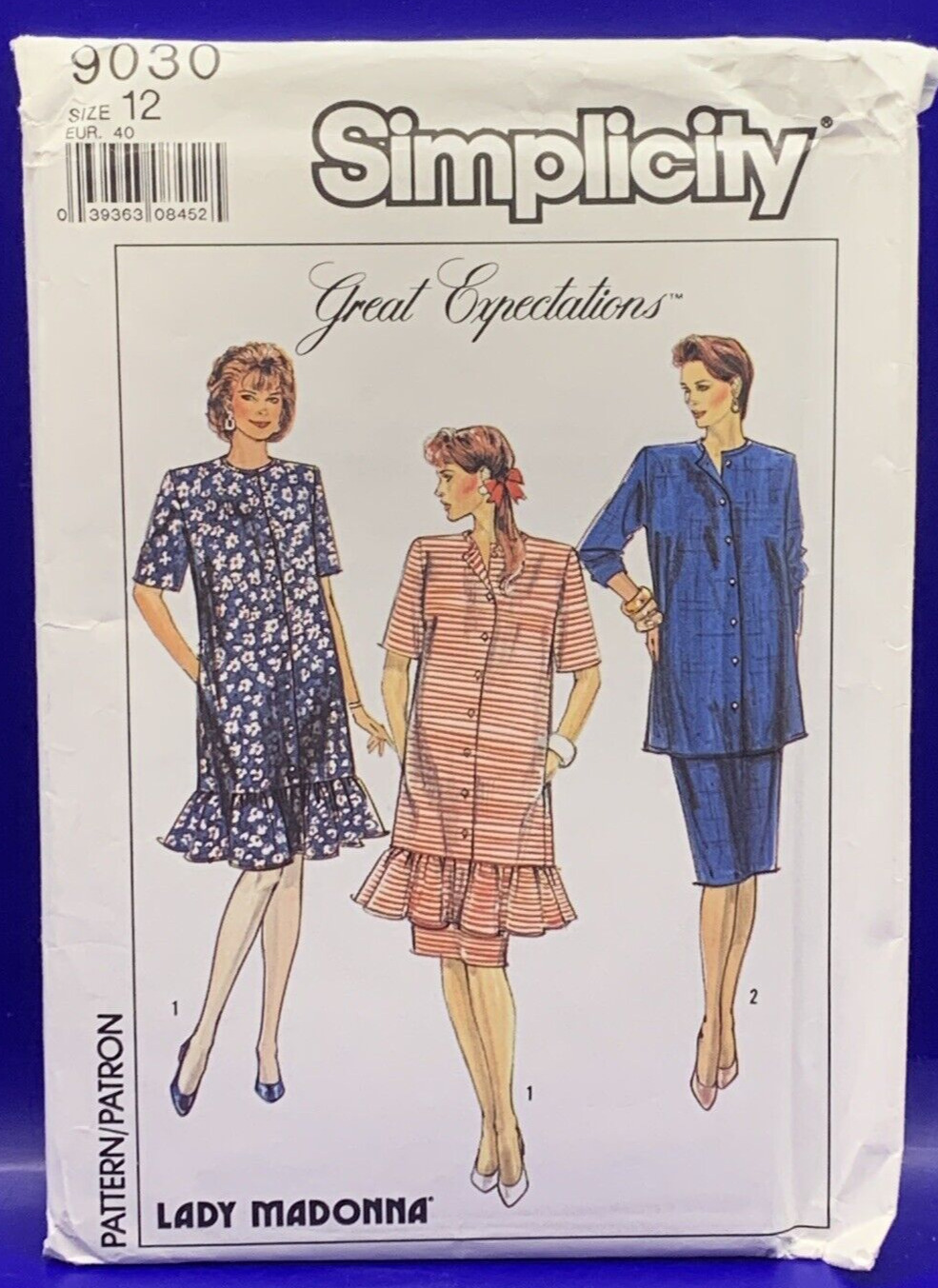 1980\'s Maternity Fashion Simplicity 9030 Pattern Great Expectations Lady Madonna