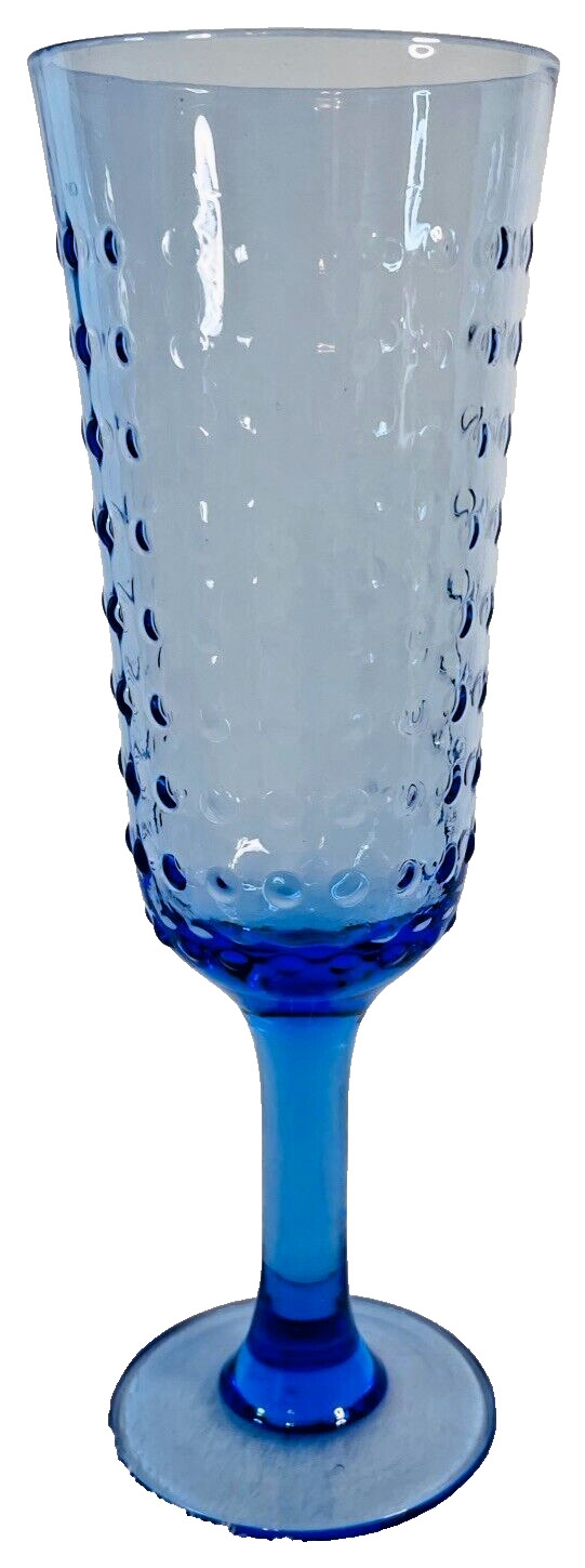 Unique Vintage Cobalt Blue Clear Textured Body Wine Water Glass