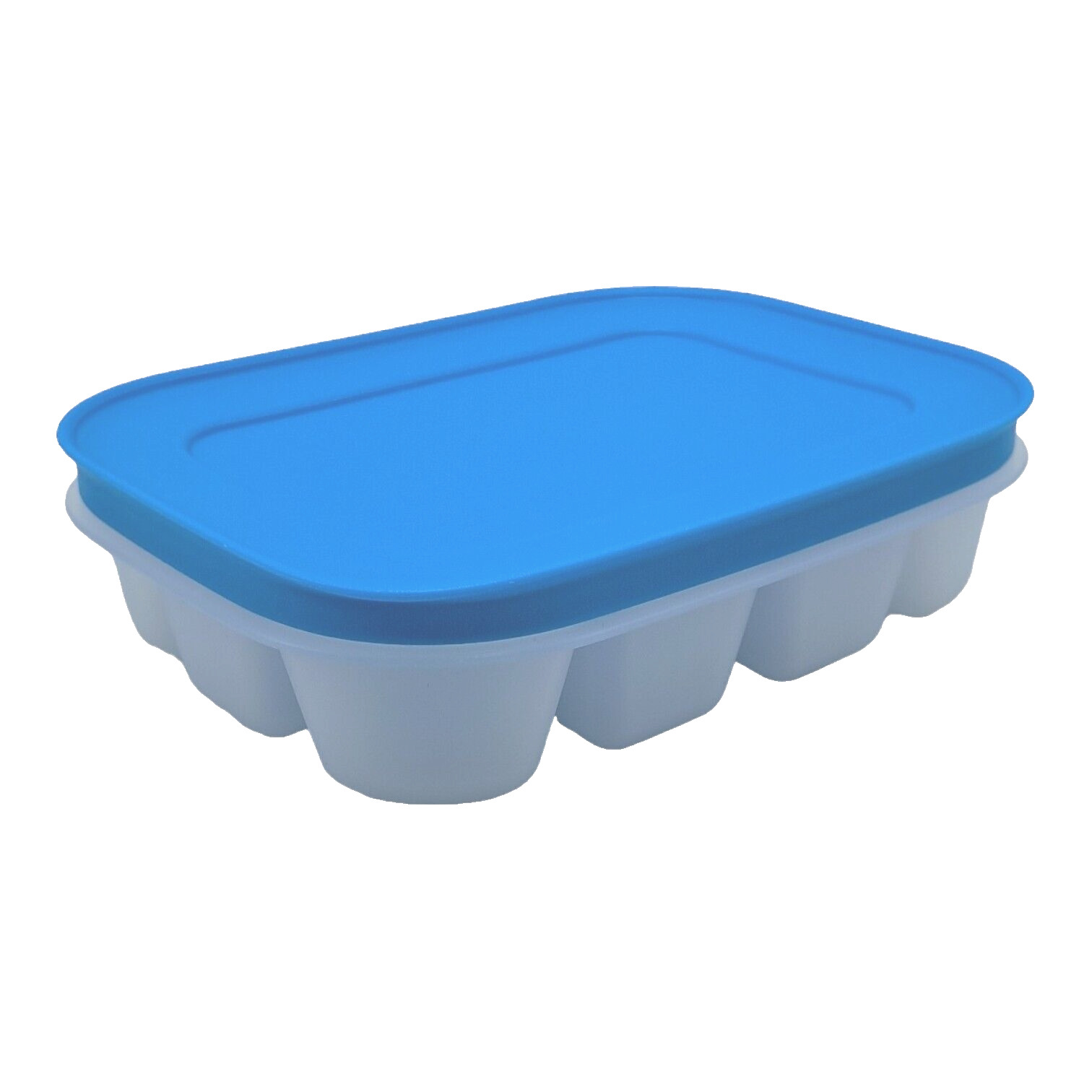 Tupperware Freezer Mates II Mini Ice Cube Tray 12 Cube Slots Blue Lid