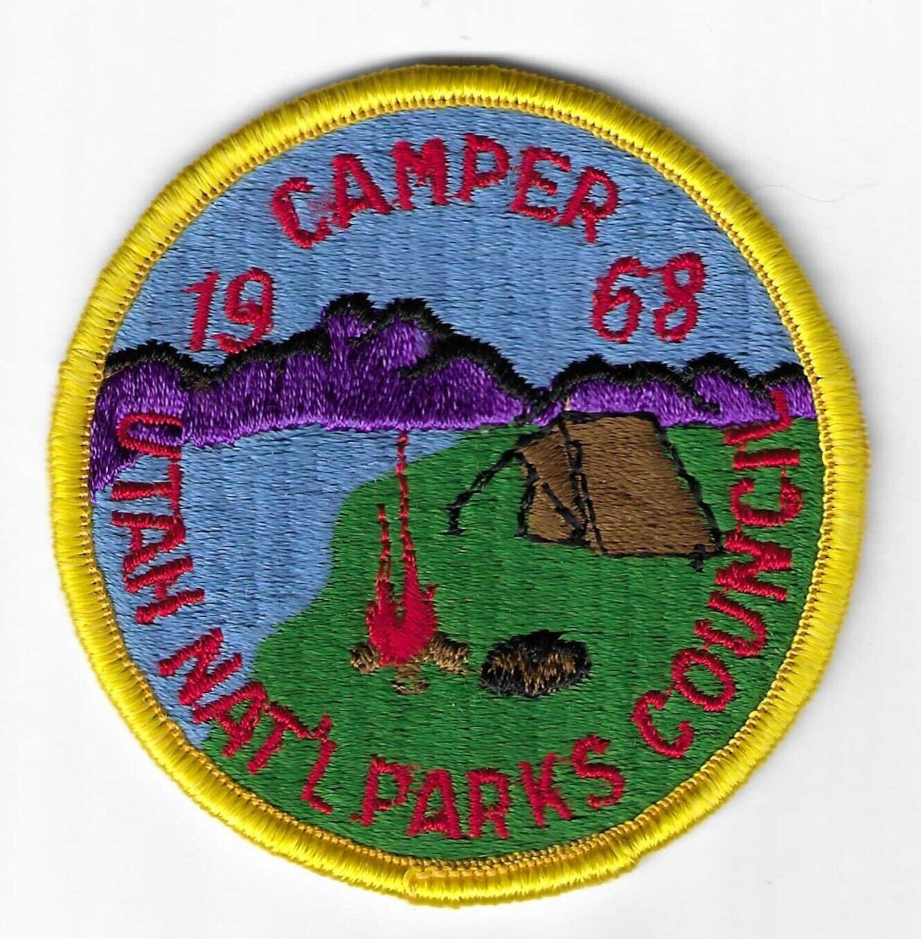 BSA UTAH NATIONAL PARKS COUNCIL 1968 CAMPER MINT CAMP PATCH