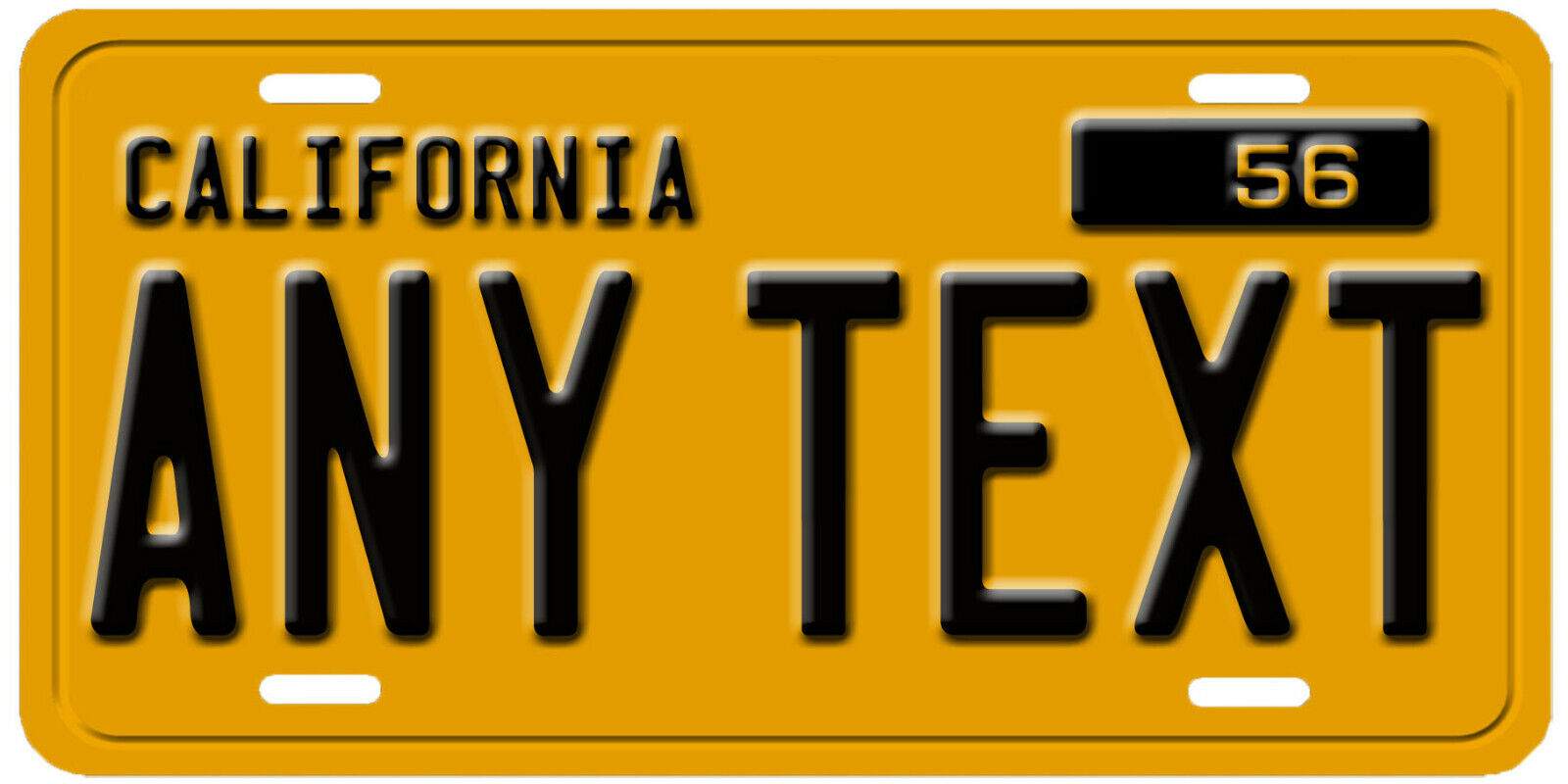 California Yellow Personalized License Plate ANY TEXT YOUR TEXT Custom CA 1950s