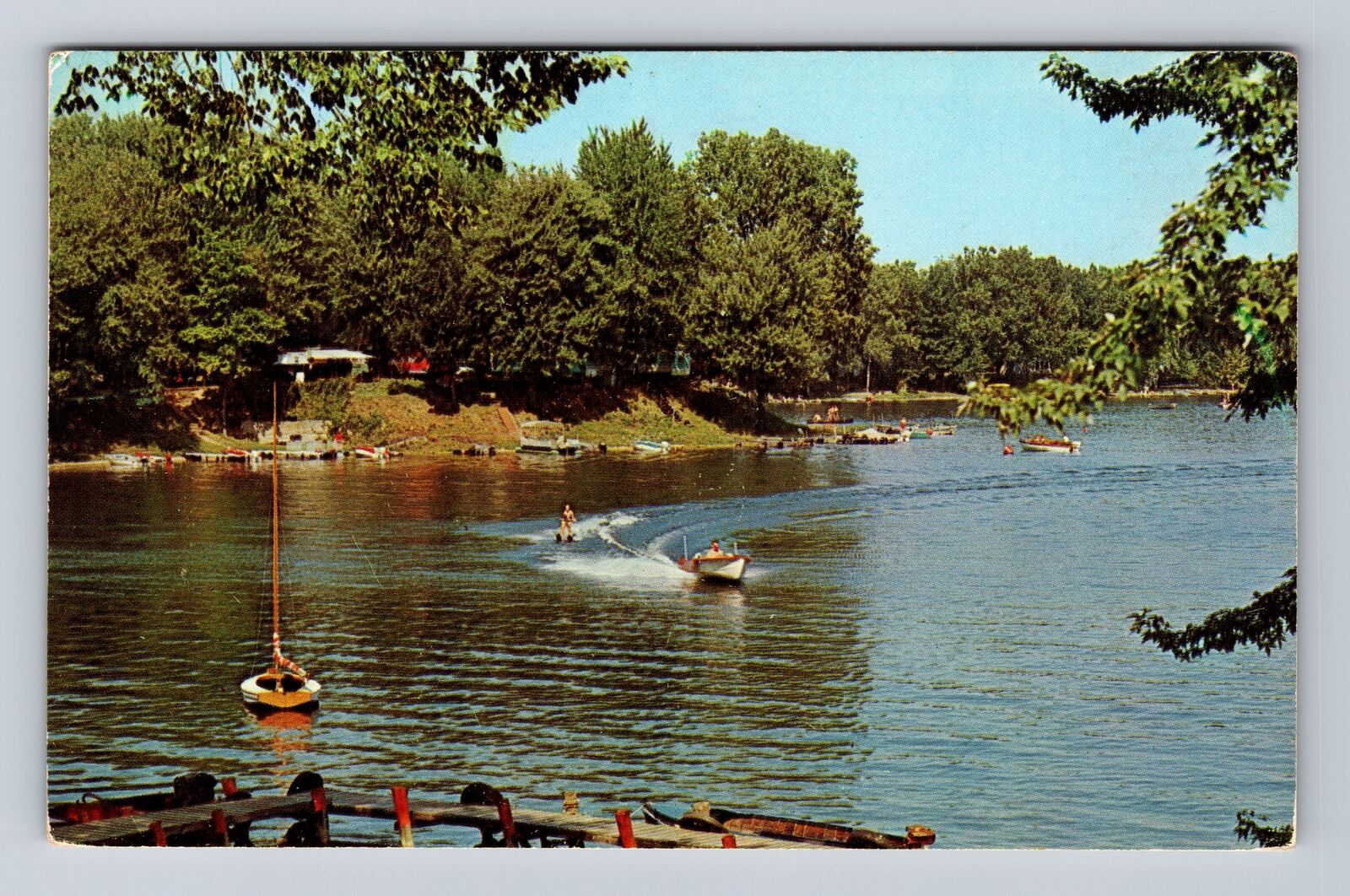 Pine Lake MI-Michigan, Scenic Greetings, Souvenir Boating, Vintage Postcard