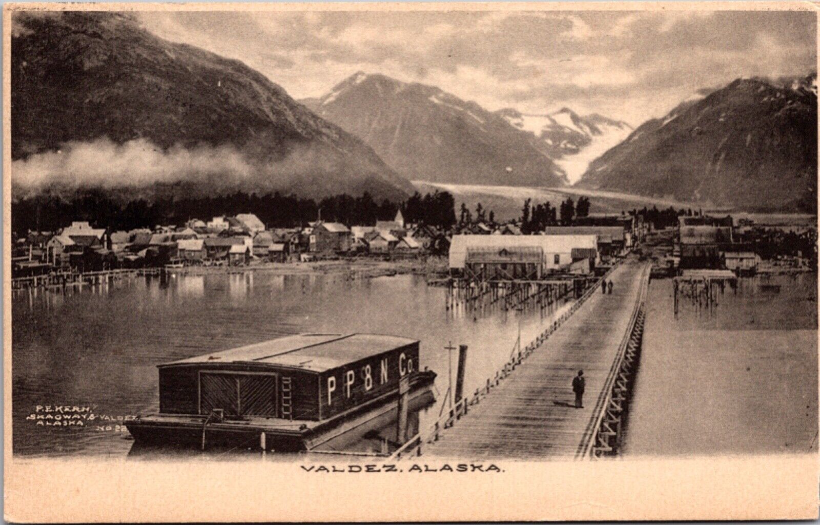 Postcard Waterfront View and Docks in Valdez, Alaska