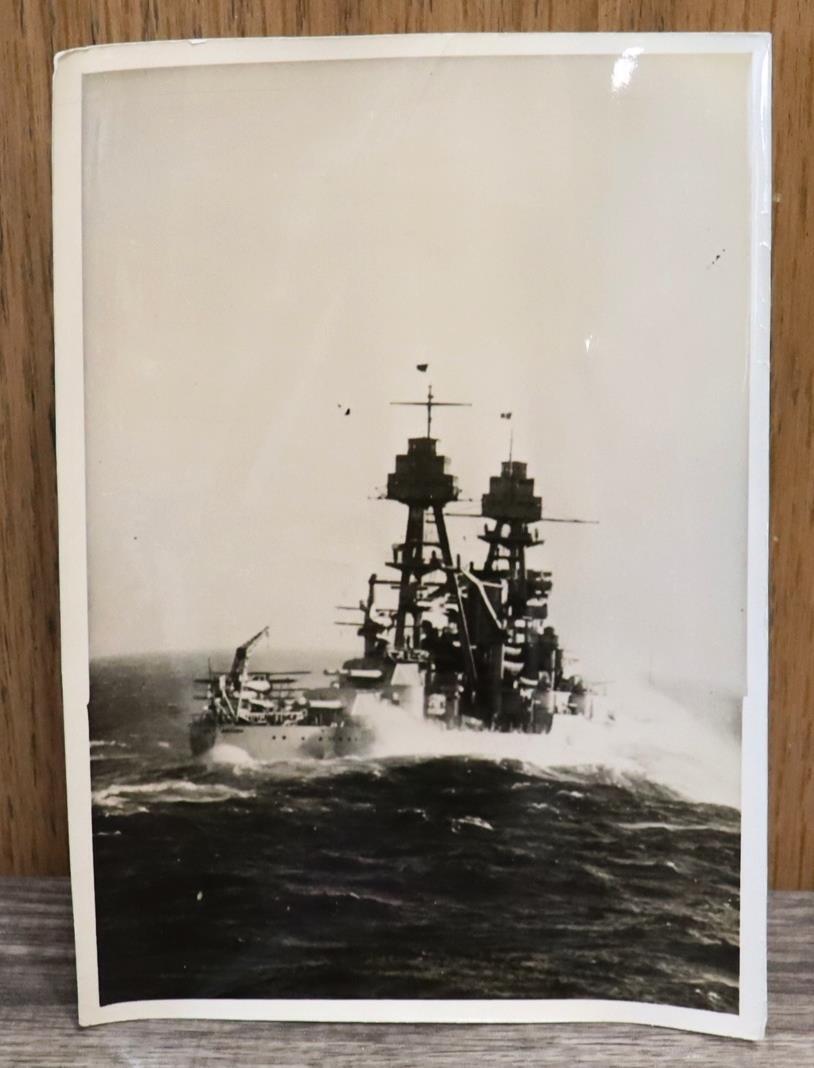 WW II USN USS ARIZONA DOCUMENTED DATED 1941 BLACK & WHITE GLOSSY PHOTO