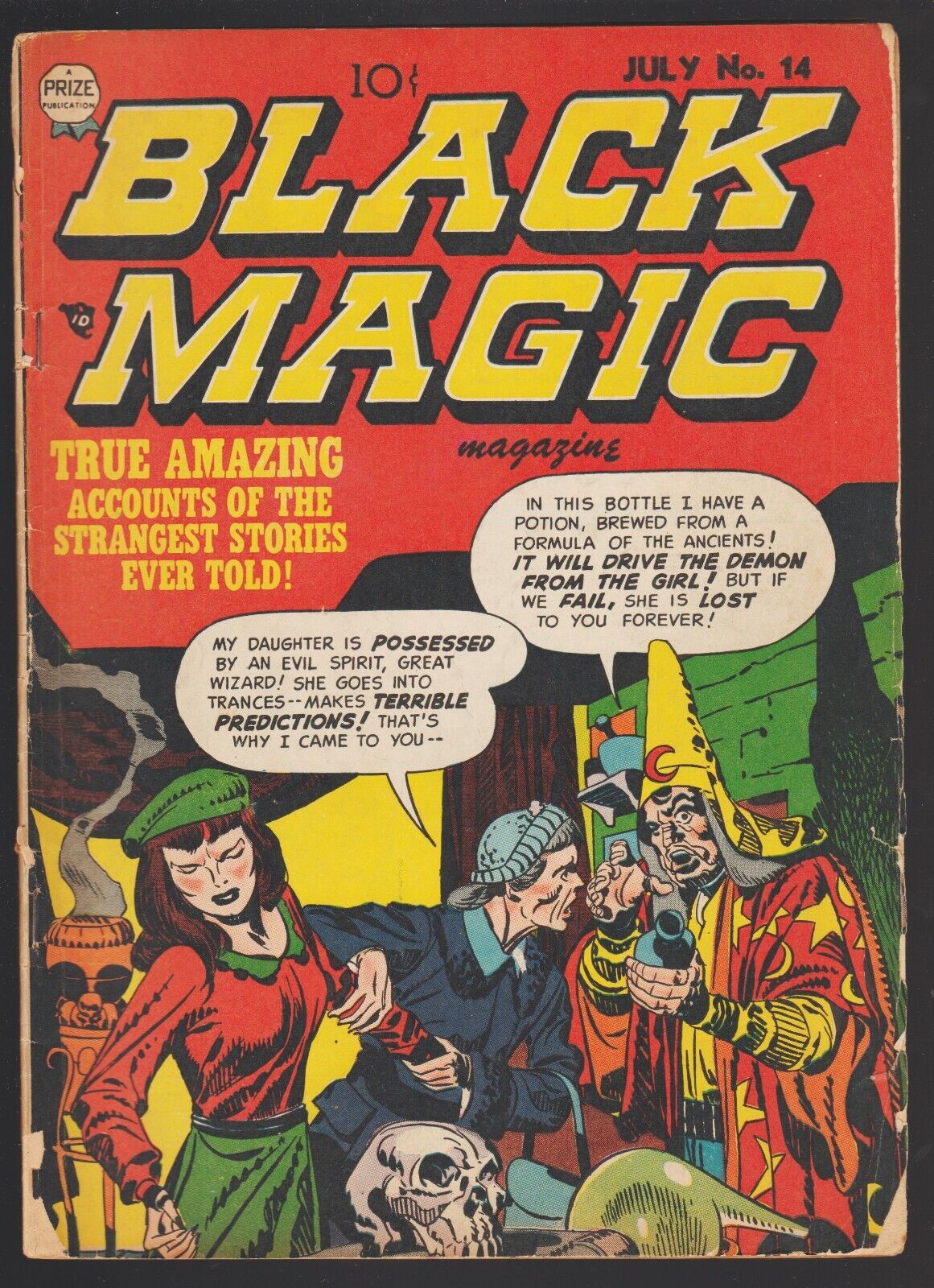 BLACK MAGIC #14 (V2#8) 1952 PRE-CODE HORROR SKULL -C SIMON KIRBY ROUSSOS
