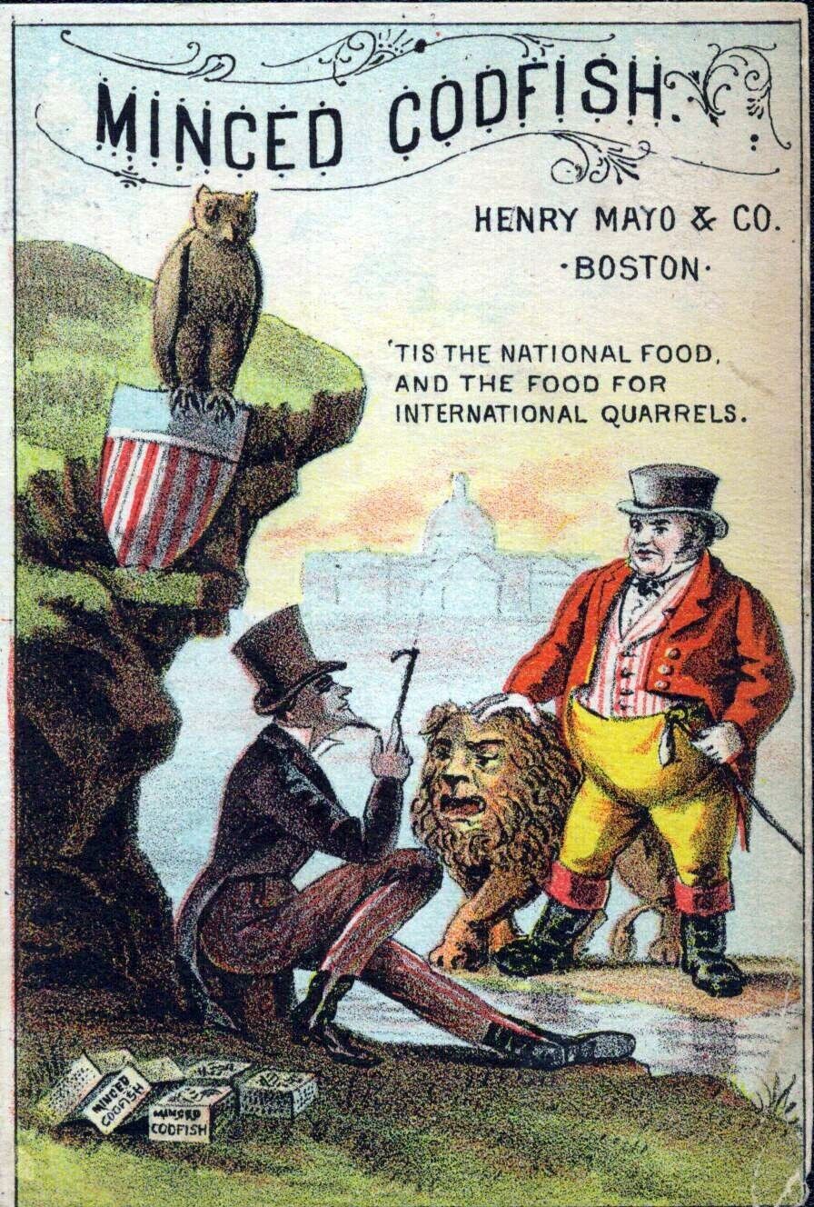 Henry Mayo Boston Minced Codfish Trade Card Uncle Sam Patriotic John Bull