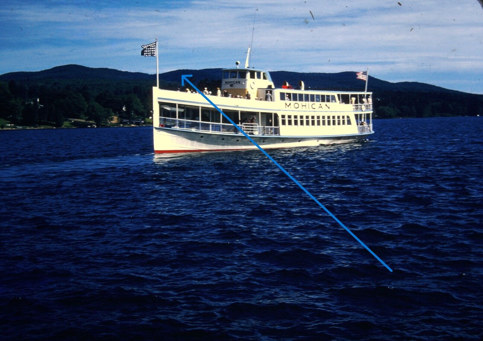 1950s 35mm Red Border Slides The Mohican Cruise Boat Lake George New York #1265