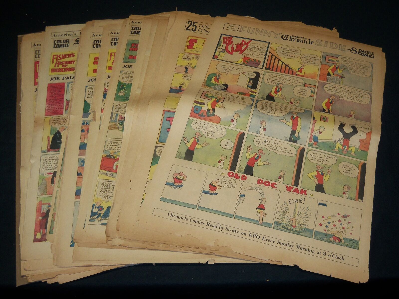 1931-1935 SAN FRANCISCO CHRONICLE COLOR COMIC FRONT PAGES LOT OF 66 - NTL 82F