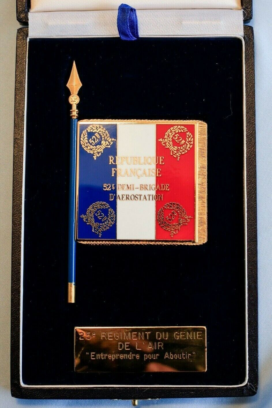 1987 J Balme Gold & Enamel French Napoleon Battle Flag Medal in Box Certificate