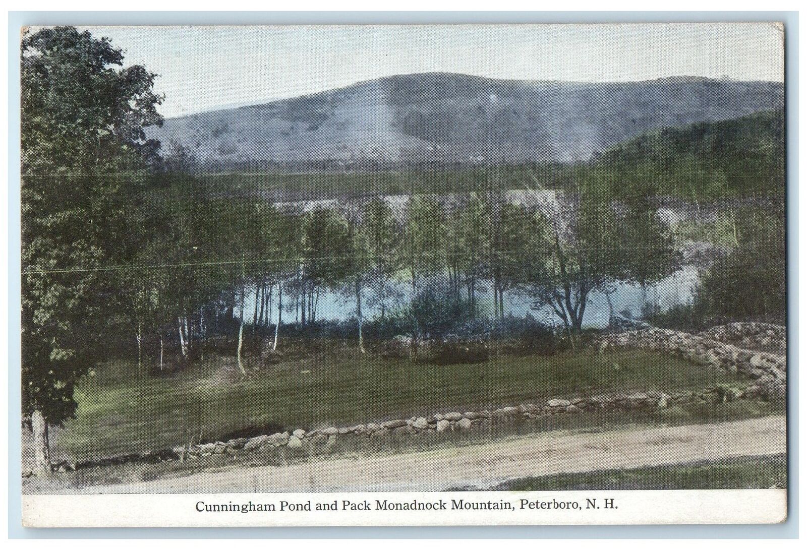 c1910's Cunningham Pond And Pack Monadnock Mountain Peterboro NH Trees Postcard