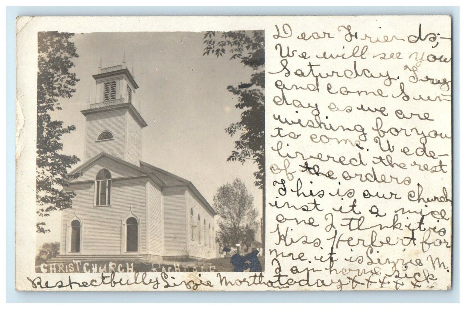 c1905 Church Christ Rochdale Massachusetts MA RPPC Photo Antique Postcard