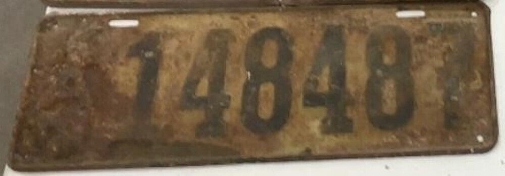 1917 Kansas License Plate 148487 Old Car Tag Rustic Country Man Cave Garage Pub