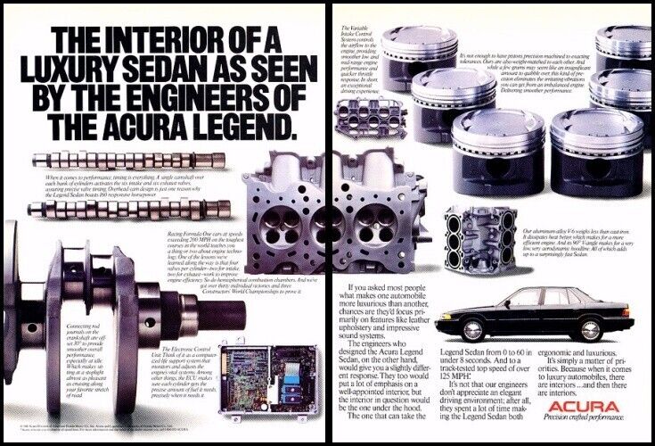1989 Acura Legend Sedan Original 2-page Advertisement Print Art Car Ad K04