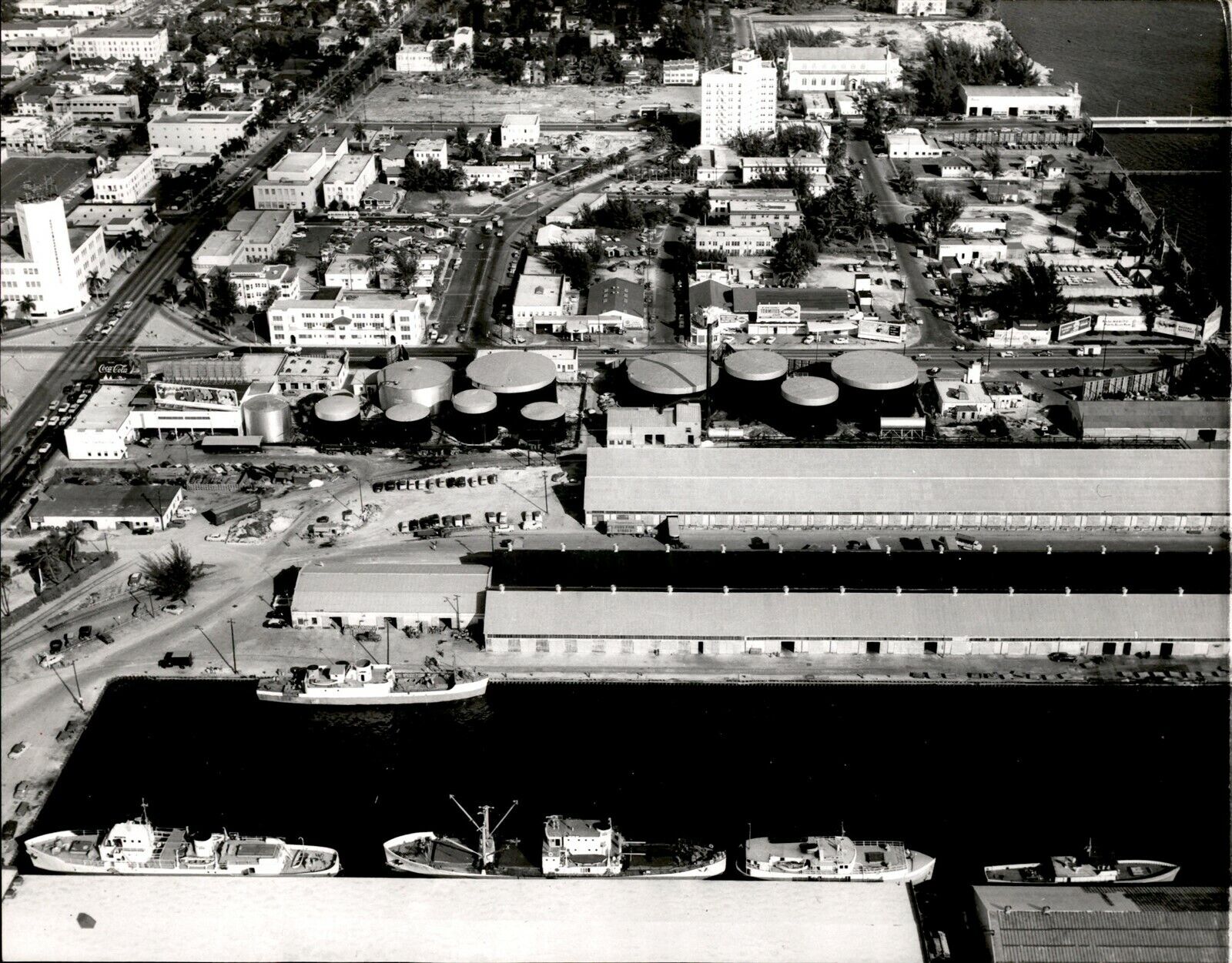 LG904 1954 Orig John Walther Photo COMMERCIAL DOCKS Belcher Oil Co Aerial View