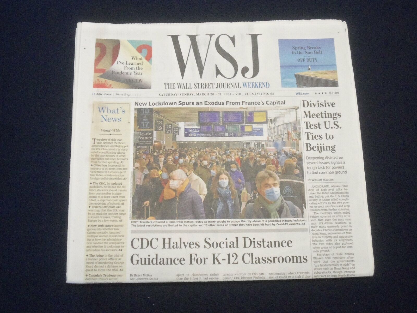 2021 MARCH 20-21 THE WALL STREET JOURNAL - DIVISIVE MEETINGS TEST U.S. & BEIJING