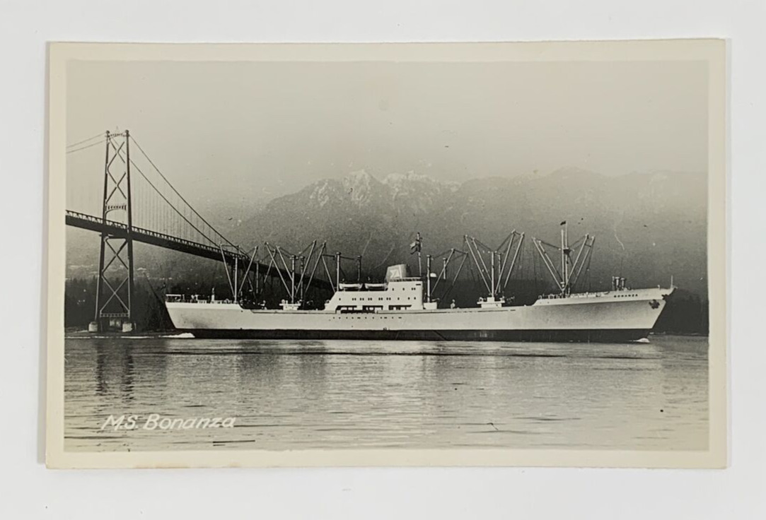 RPPC M.S. Bonanza Ship Real Photo Postcard Unposted