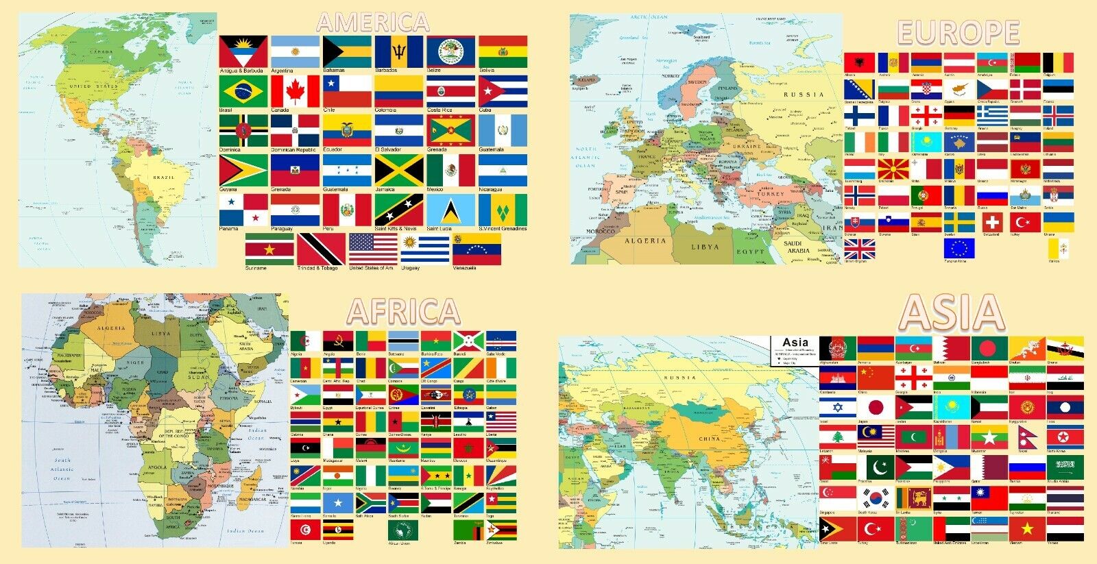POST CARDS ALL FLAGS COUNTRIES WORLD AFRICA AMERICA EUROPE ASIA GEOGRAPHY MAPS 