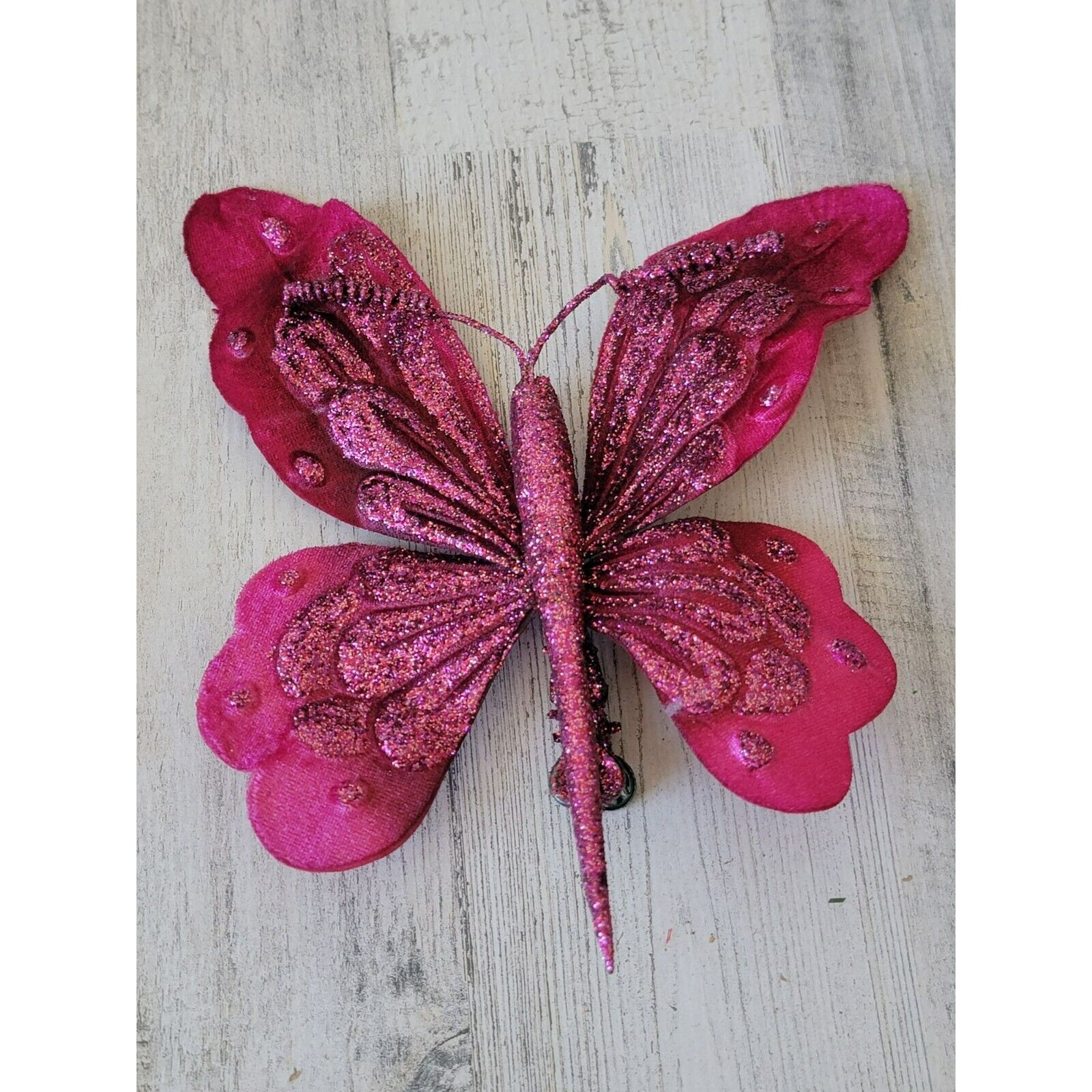 Pink monarch butterfly clip on ornament Xmas decor