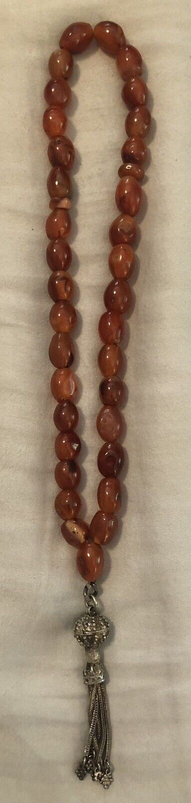 Vintage Amber Prayer Beads w/Tassel 33-Beads Islamic
