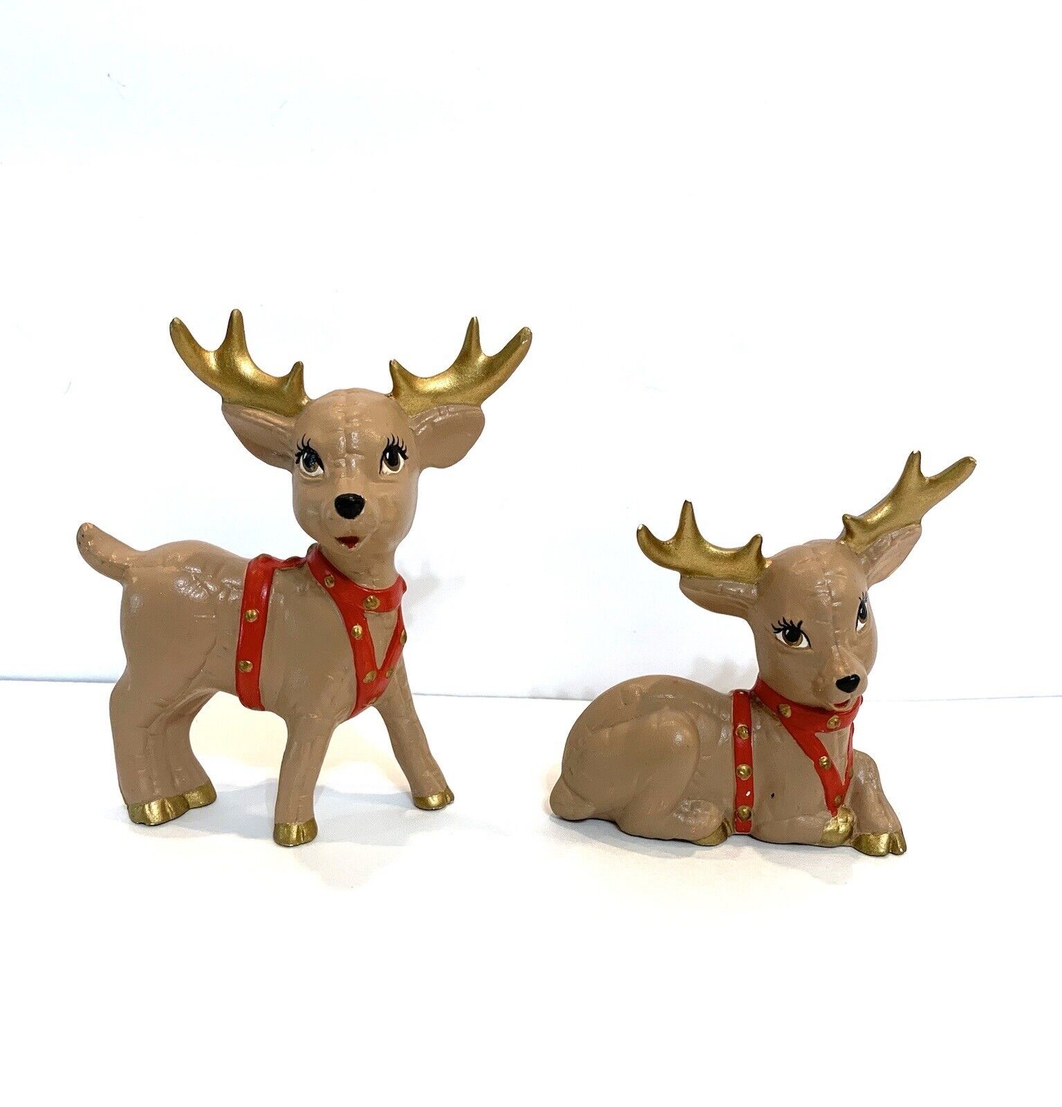 Vintage Kimple Mold Ceramic  Christmas Reindeer Handmade Hand Painted