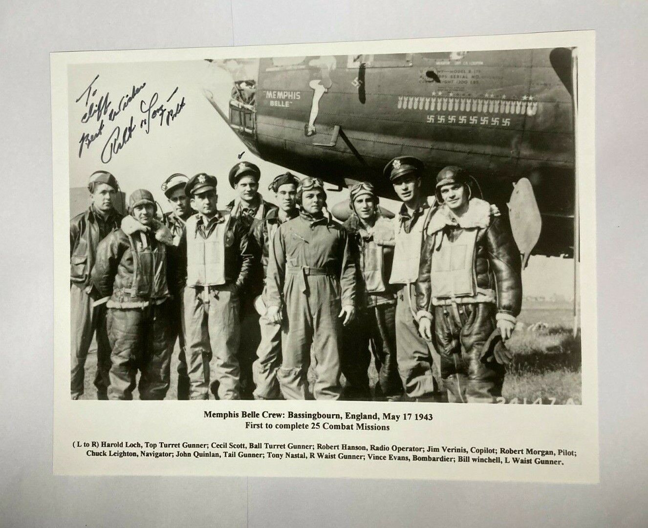 Authentic World War II Memphis Belle Crew 8\