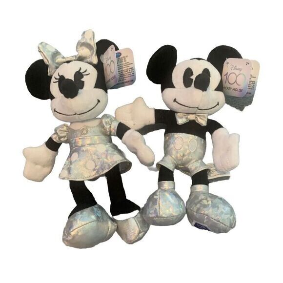 Brand New  Collectible Mickey & Minnie Set- 9in Plush- Disney 100 Coll…